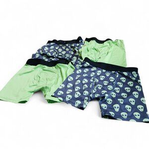 Set of 4 Boys Athletic Works Alien Underwear – Size M – Neon Green